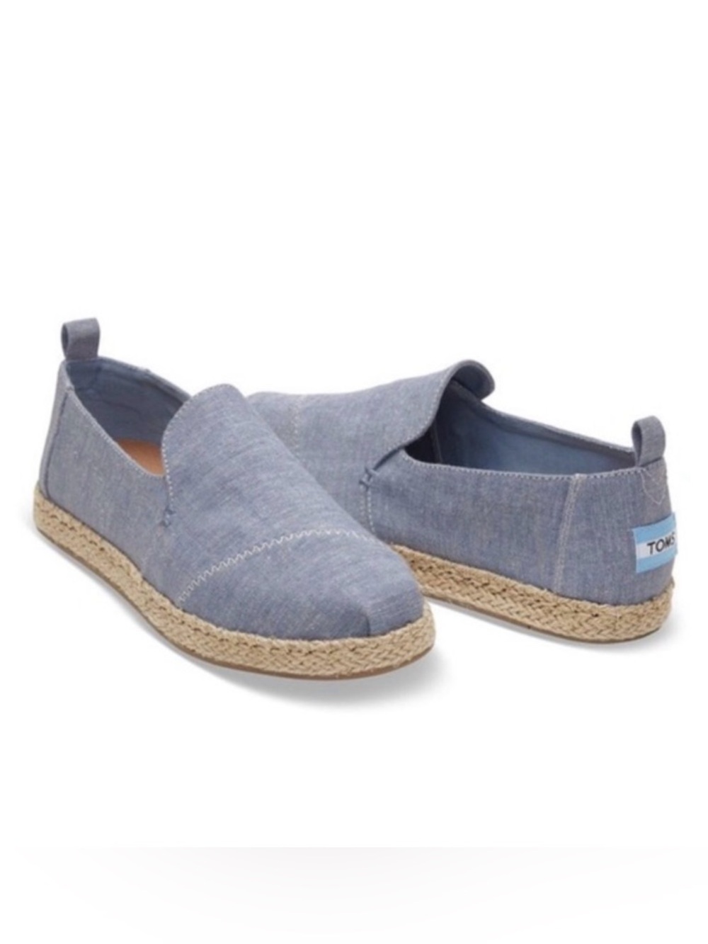 Toms Blue Chambray Denim Espadrille Alpargatas 10 - Picture 2 of 12